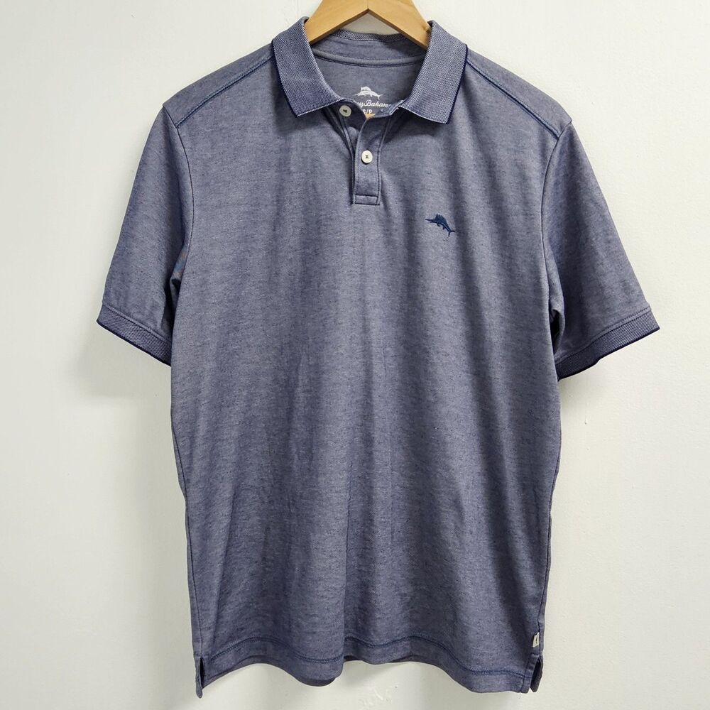 Tommy Bahama Polo Shirt Men Small Blue Collared Marlin Casual Short Sleeve